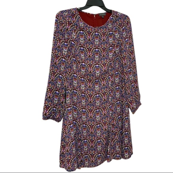 The Limited Paisley Long Sleeve A-Line Flare Purple Boho Drop Waist Dress Sz 12 - Picture 6 of 10